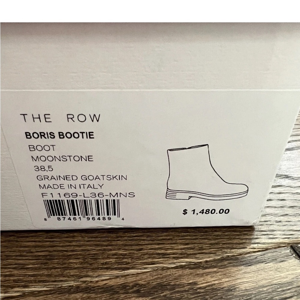 $1480 THE ROW Boris boot bootie moonstone taupe grained goatskin 38 7-7.5 - Picture 4 of 14
